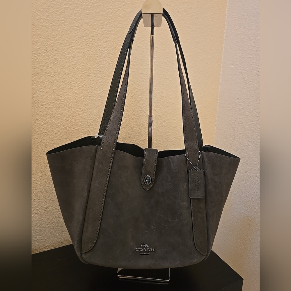 Coach Hadley Turnlock Tote Shoulder Bag In Suede - Picture 8 of 16